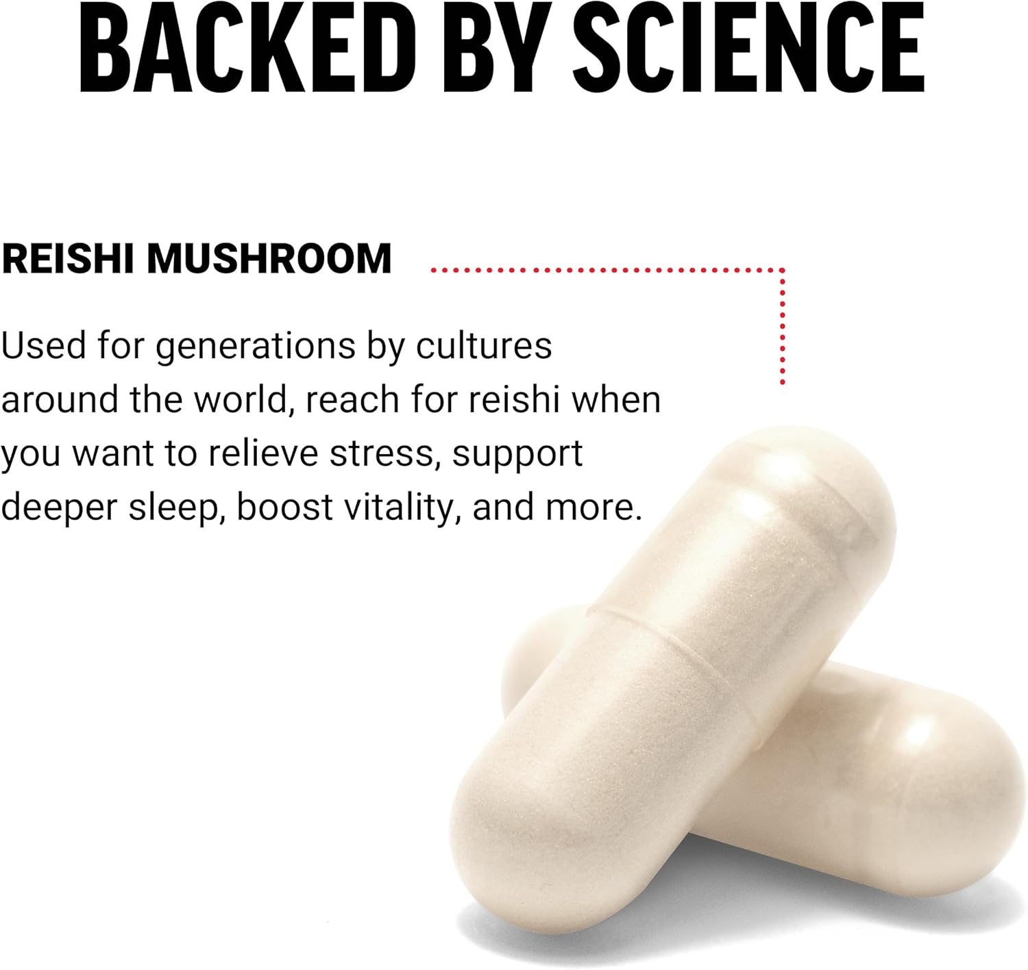 Reishi Mushroom Stress Relief and Sleep Support Supplement - Vegan, Non-GMO, 100 Vegetable Capsules
