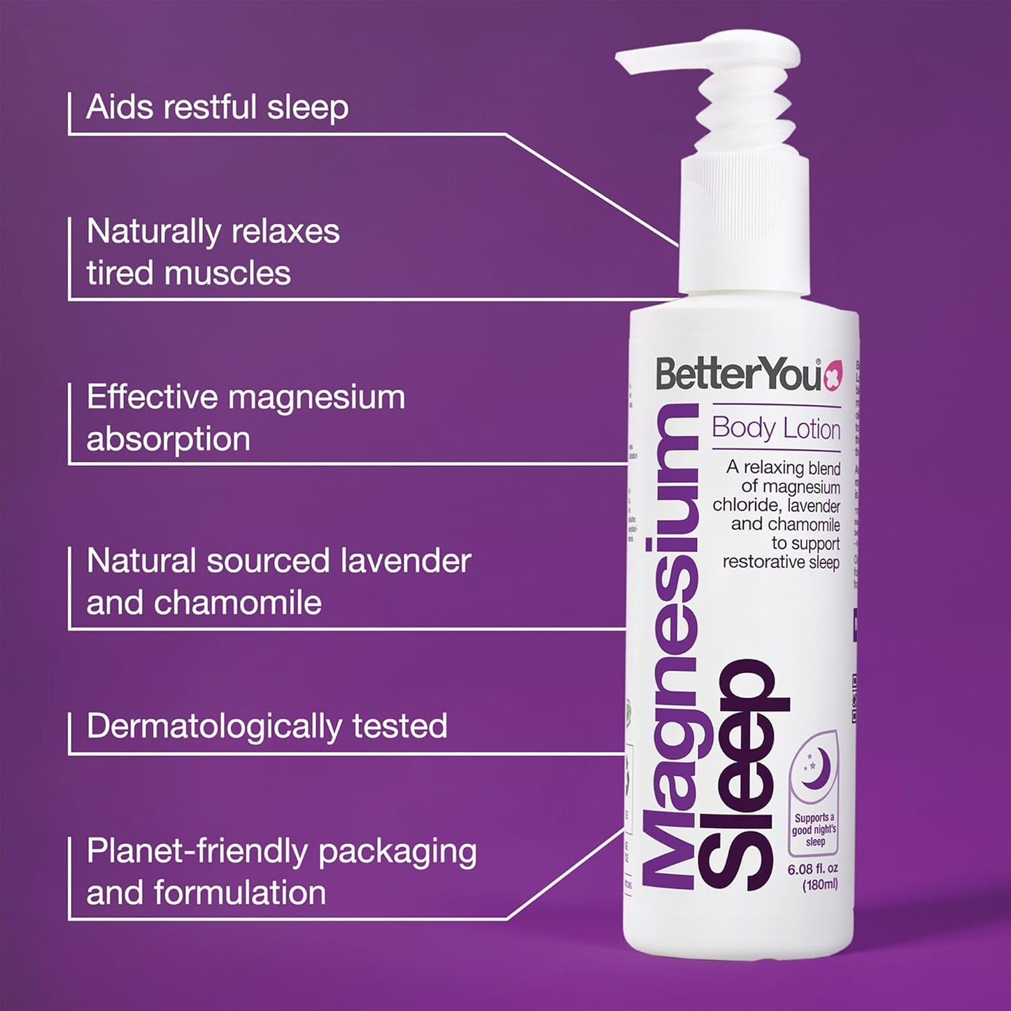 Relax & Relieve with BetterYou Magnesium Sleep Body Lotion - Lavender & Chamomile Blend - 6.08 oz