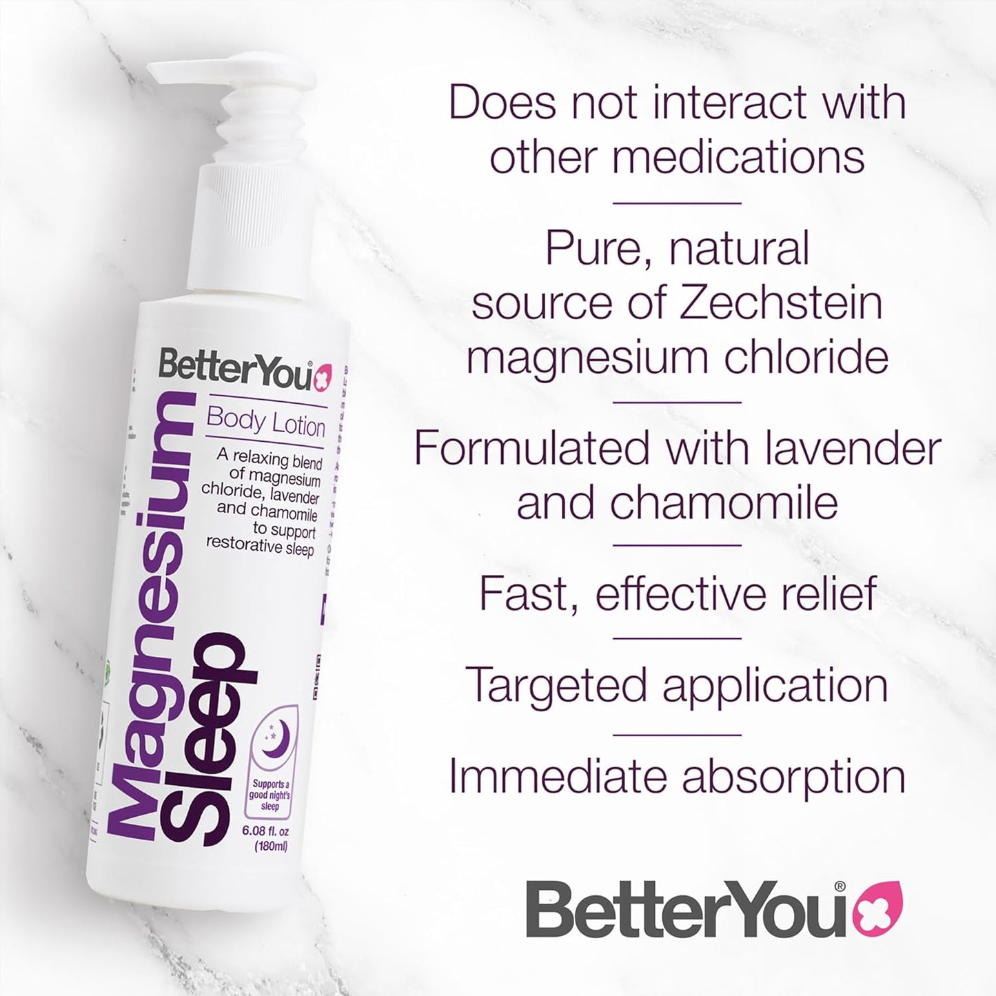 Relax & Relieve with BetterYou Magnesium Sleep Body Lotion - Lavender & Chamomile Blend - 6.08 oz