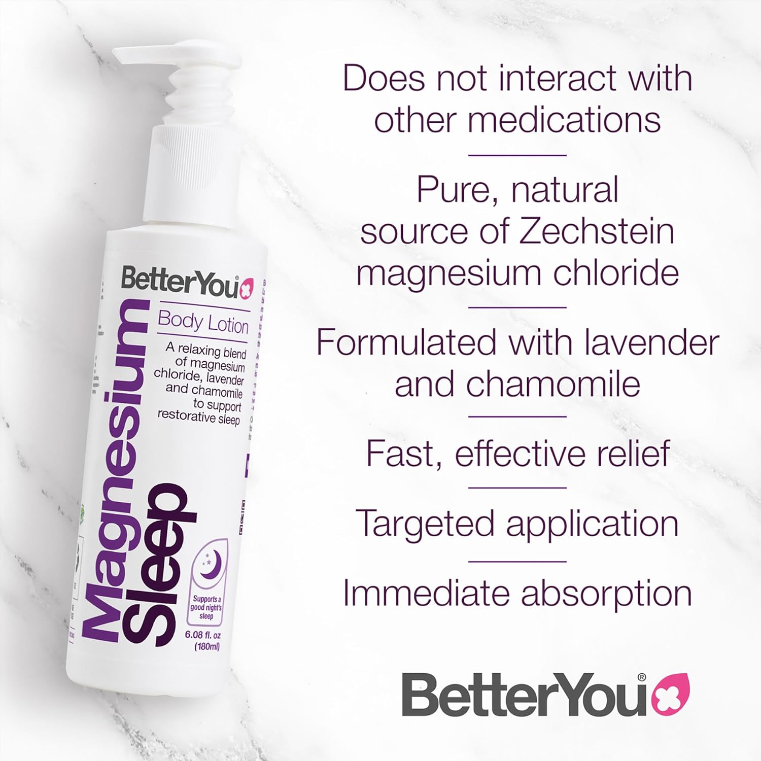 Relax & Relieve with BetterYou Magnesium Sleep Body Lotion - Lavender & Chamomile Blend - 6.08 oz