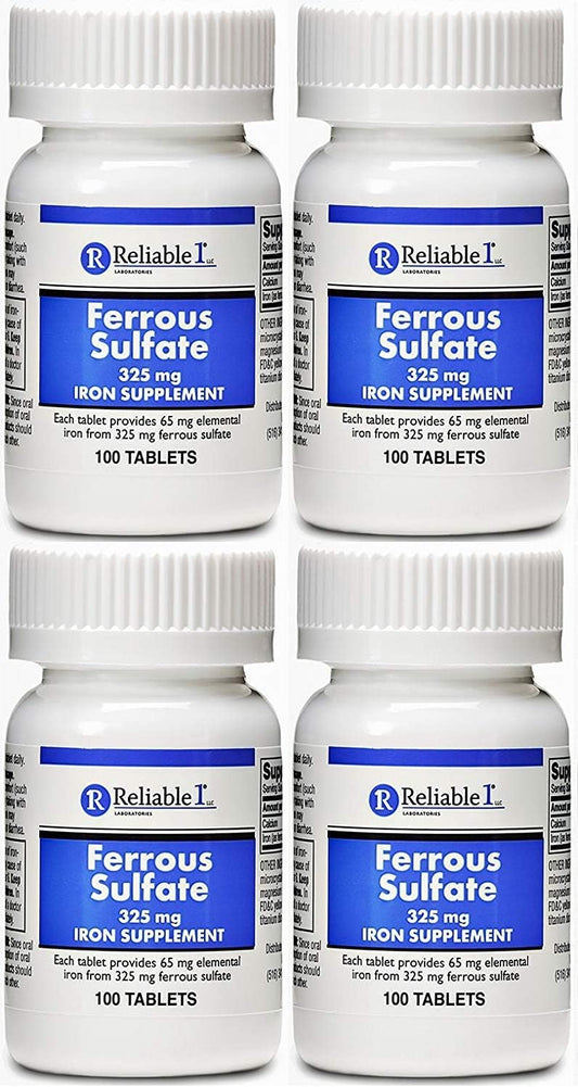 Reliable-1 Laboratories Ferrous Sulfate Iron Supplement 325mg - 400 Tablets for Anemia & Deficiency