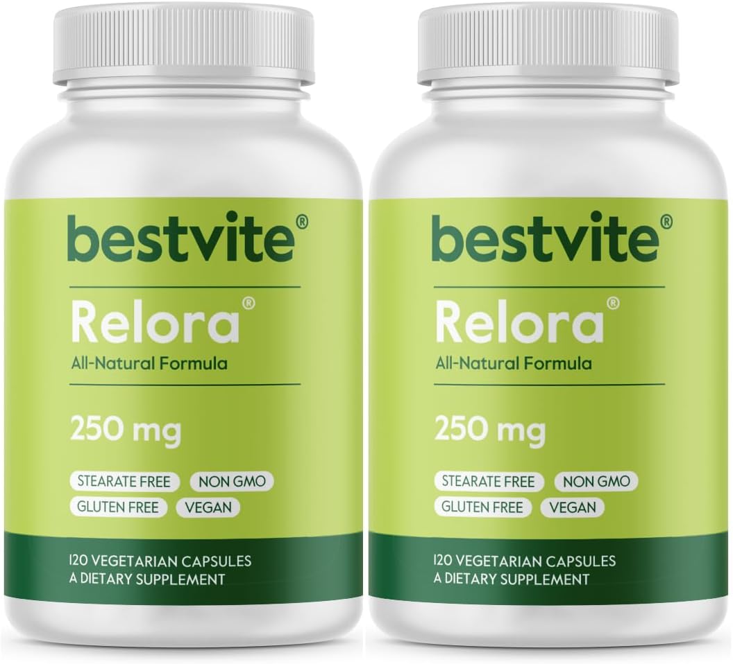Relora 250mg Capsules - 240 Vegetarian Capsules (120 x 2) - Pure Formula without Fillers, Stearates, or Flow Agents