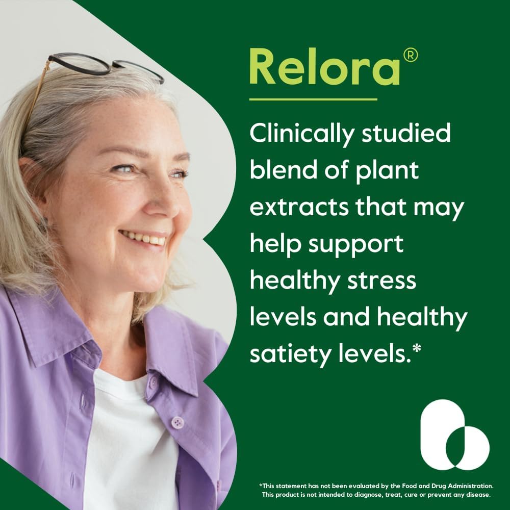 Relora 250mg Capsules - 240 Vegetarian Capsules (120 x 2) - Pure Formula without Fillers, Stearates, or Flow Agents