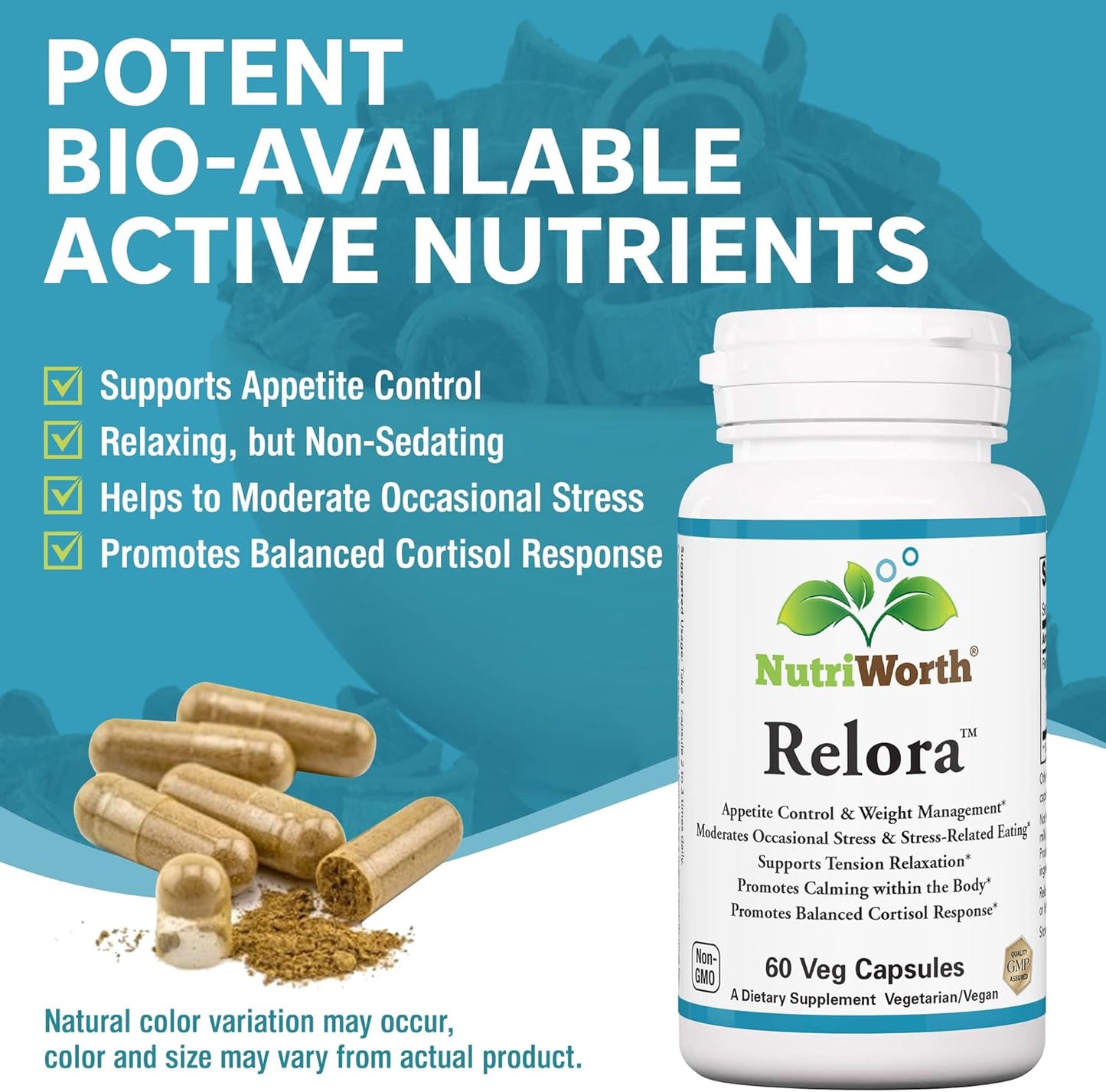 Relora Stress and Weight Management Supplement - Plant-Based Capsules - 60 Servings