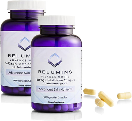 Relumins Glutathione Supplement - 1650mg Complex with Alpha Lipoic Acid & Vitamins - 180 Veggie Capsules