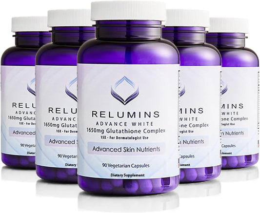 Relumins Glutathione Supplement 1650mg Complex with Alpha Lipoic Acid, Rose HIPS, Vitamin E - 450 Veggie Capsules