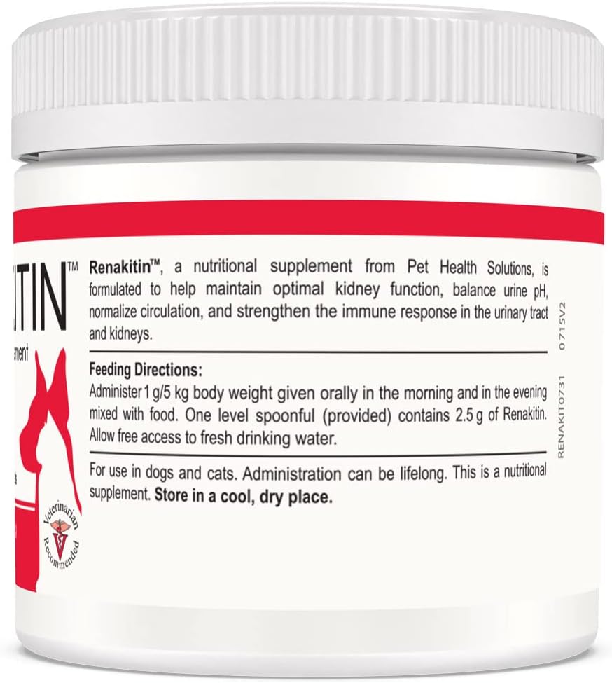 Renakitin Kidney Support Supplements for Dogs and Cats - Chicken Flavored Formula with Chitosan & Calcium Carbonate, Promotes Healthy Kidney Function, 6.3 oz