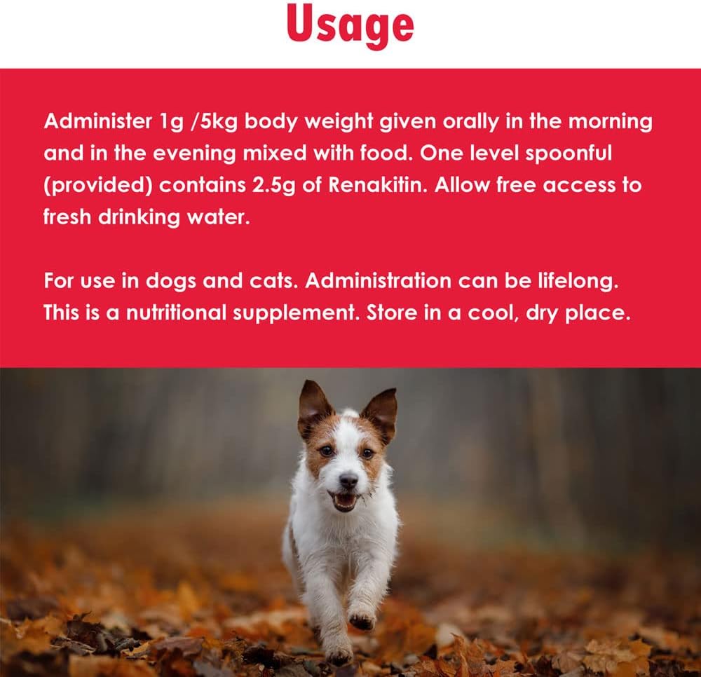 Renakitin Kidney Support Supplements for Dogs and Cats - Chicken Flavored Formula with Chitosan & Calcium Carbonate, Promotes Healthy Kidney Function, 6.3 oz