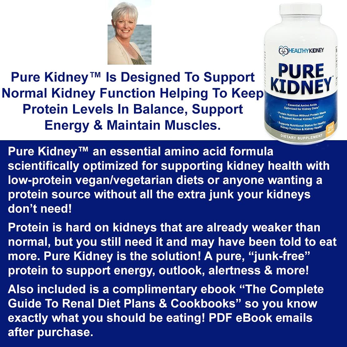 Renal Diet Cookbook and Kidney Health Supplement for Rejuvenation - 210 Pills Included