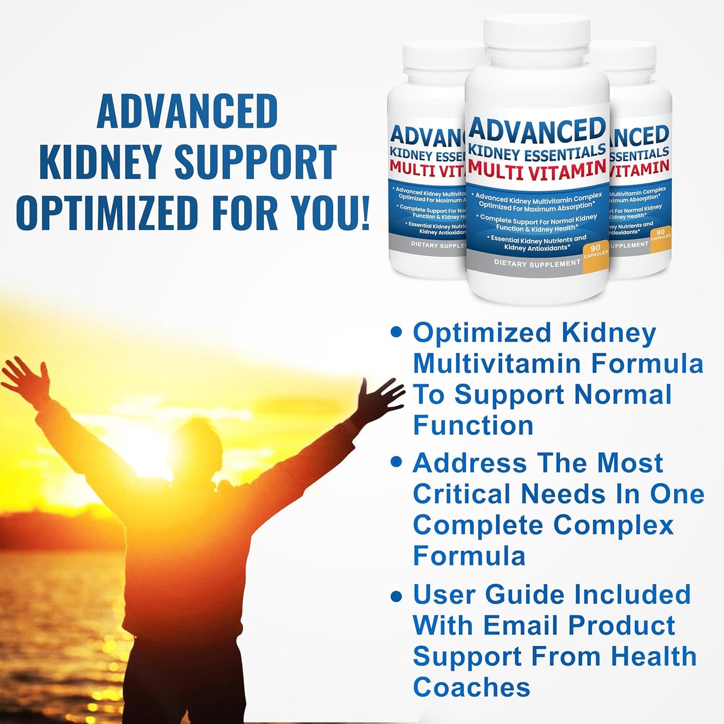 Renal Health Multivitamin - Kidney Support Supplement with Essential Renal Vitamins for Complete Kidney Health - 90 Capsules