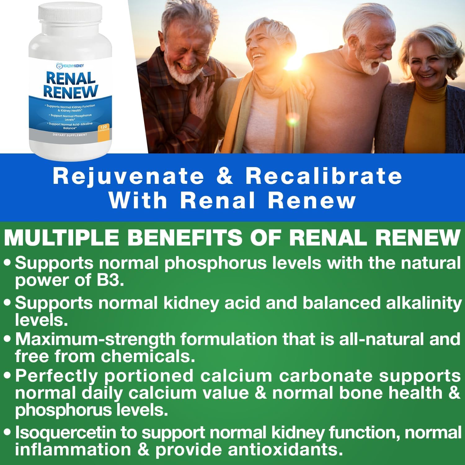 Renal Renew Kidney Restore: Advanced Detox & Repair Support Supplement - 120 Capsules for Improved Kidney Health