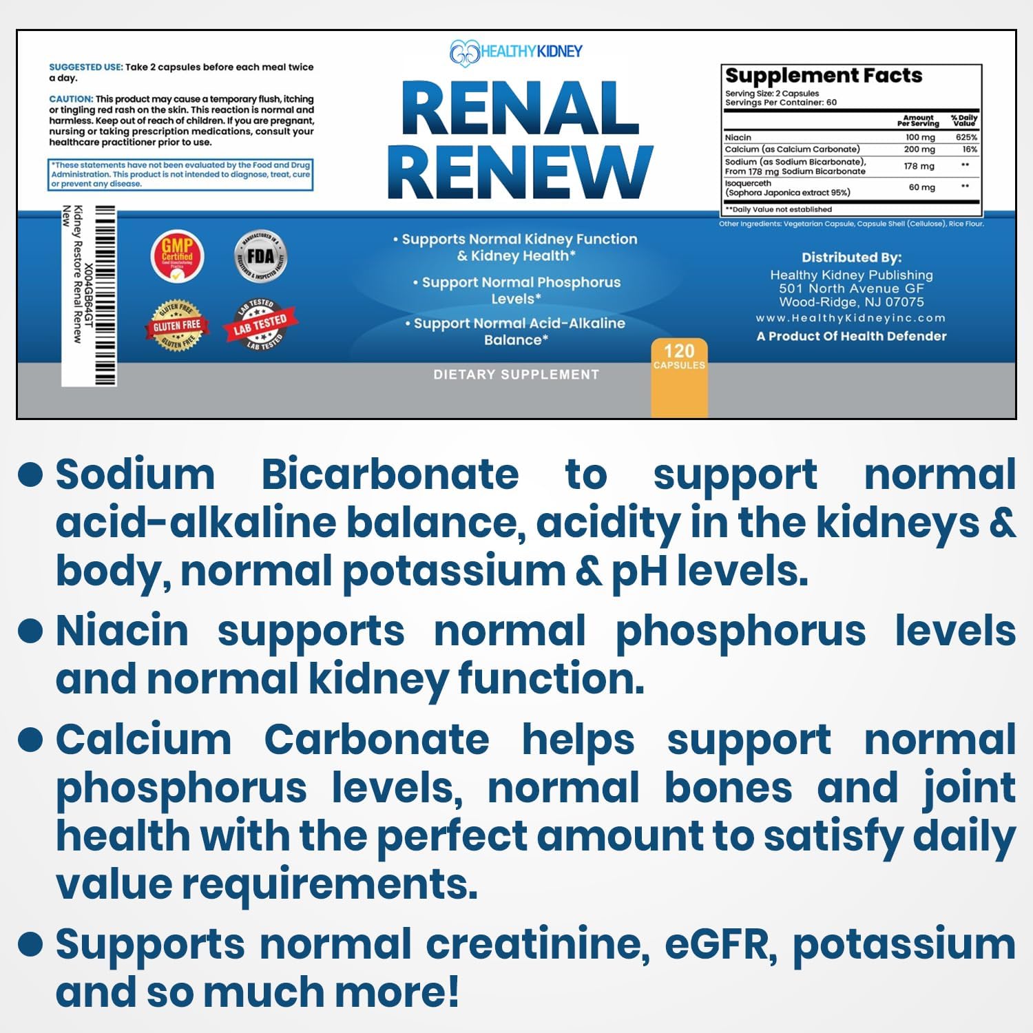 Renal Renew Kidney Restore: Advanced Detox & Repair Support Supplement - 120 Capsules for Improved Kidney Health