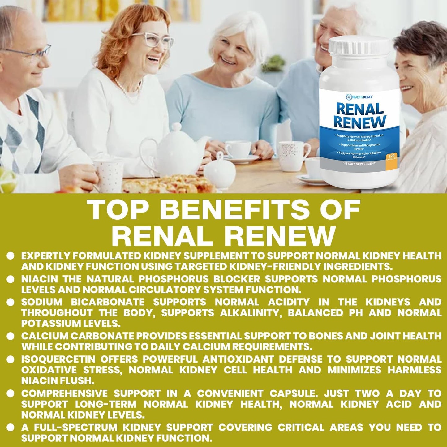 Renal Renew Kidney Restore: Advanced Detox & Repair Support Supplement - 120 Capsules for Improved Kidney Health