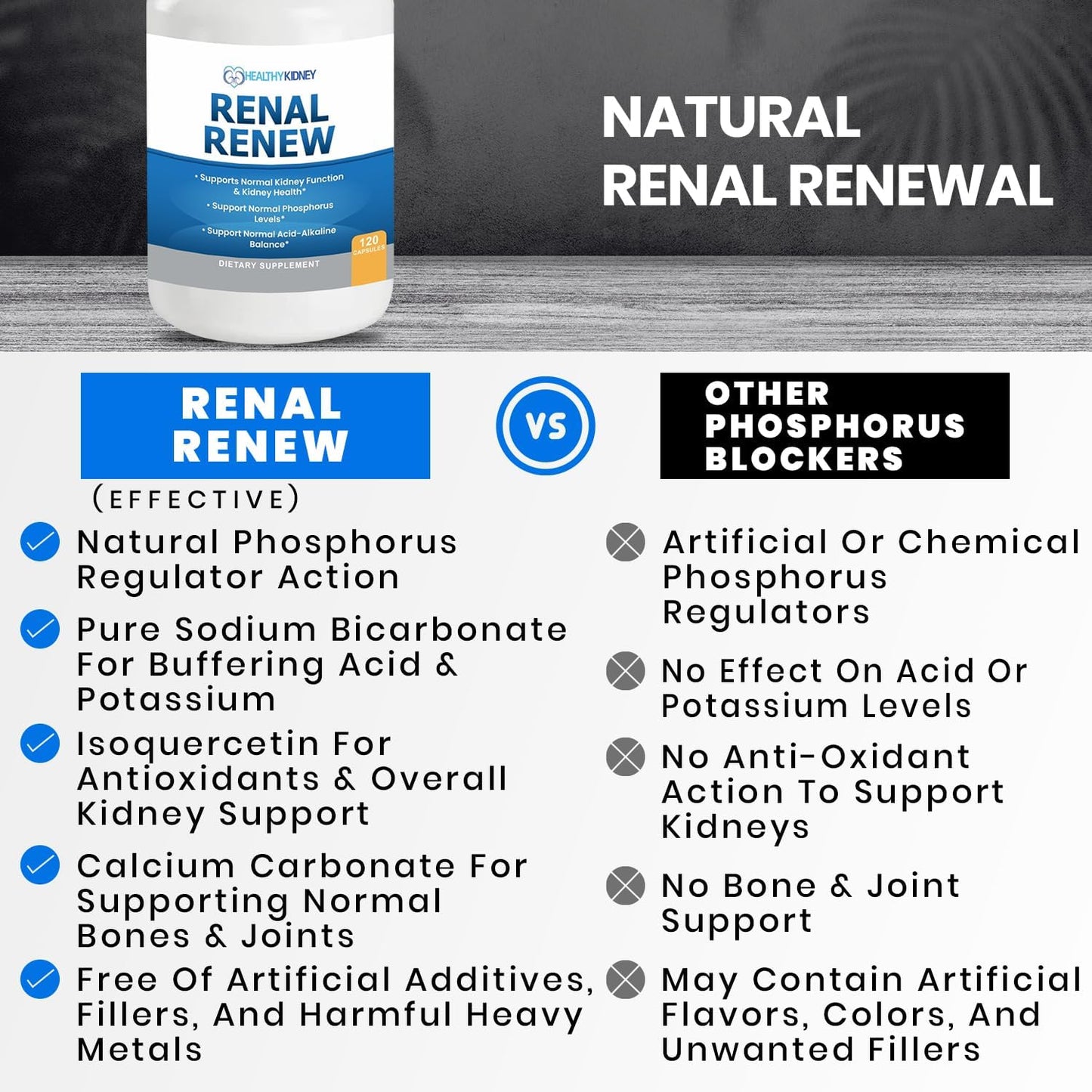 Renal Renew Kidney Restore: Advanced Detox & Repair Support Supplement - 120 Capsules for Improved Kidney Health