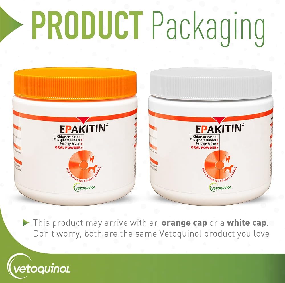 Renal Support Supplement Powder for Cats & Dogs - Vetoquinol Epakitin Chitosan Phosphate Binder - 300g
