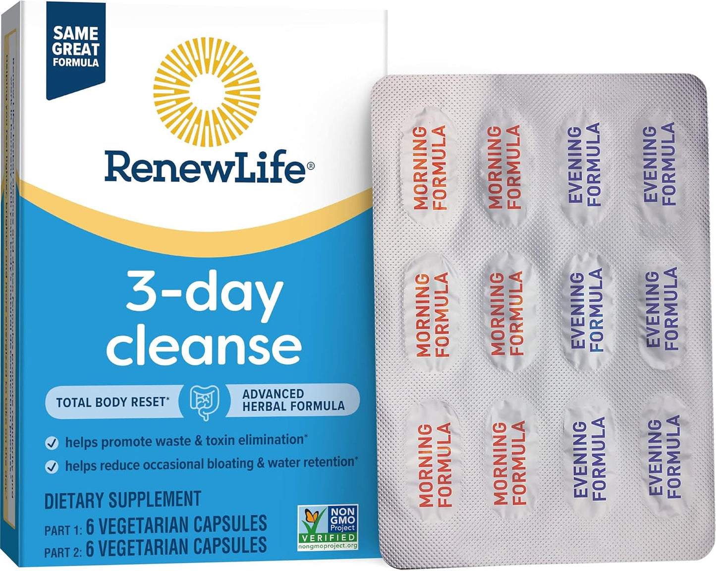 Renew Life 3-Day Cleanse Total Body Supplement - YOOZENA yhn 12-Ct Vegetarian Capsules