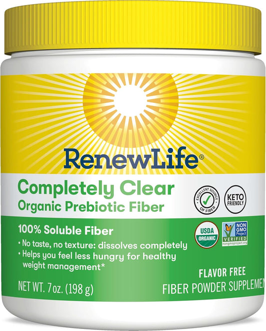 Renew Life Adult Organic Prebiotic Fiber Powder, 7 oz - Keto Friendly & Completely Clear Formula