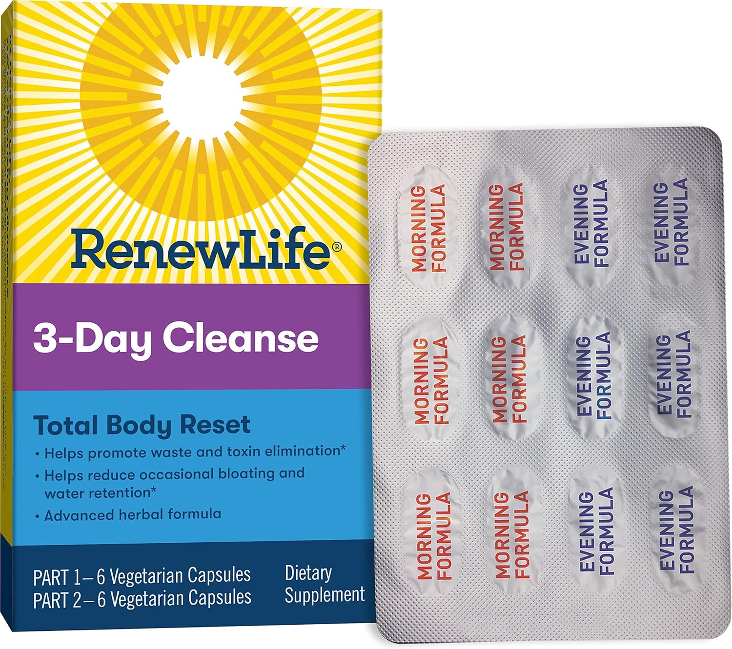 Renew Life Adult Total Body Reset Cleanse - 3-Day Herbal Program, Gluten, Dairy & Soy Free - 12 Vegetarian Capsules