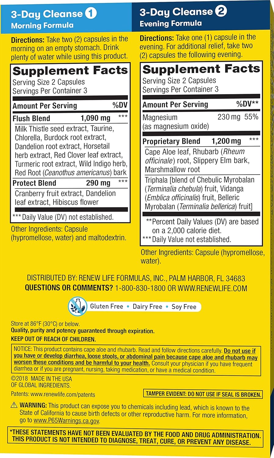 Renew Life Adult Total Body Reset Cleanse - 3-Day Herbal Program, Gluten, Dairy & Soy Free - 12 Vegetarian Capsules
