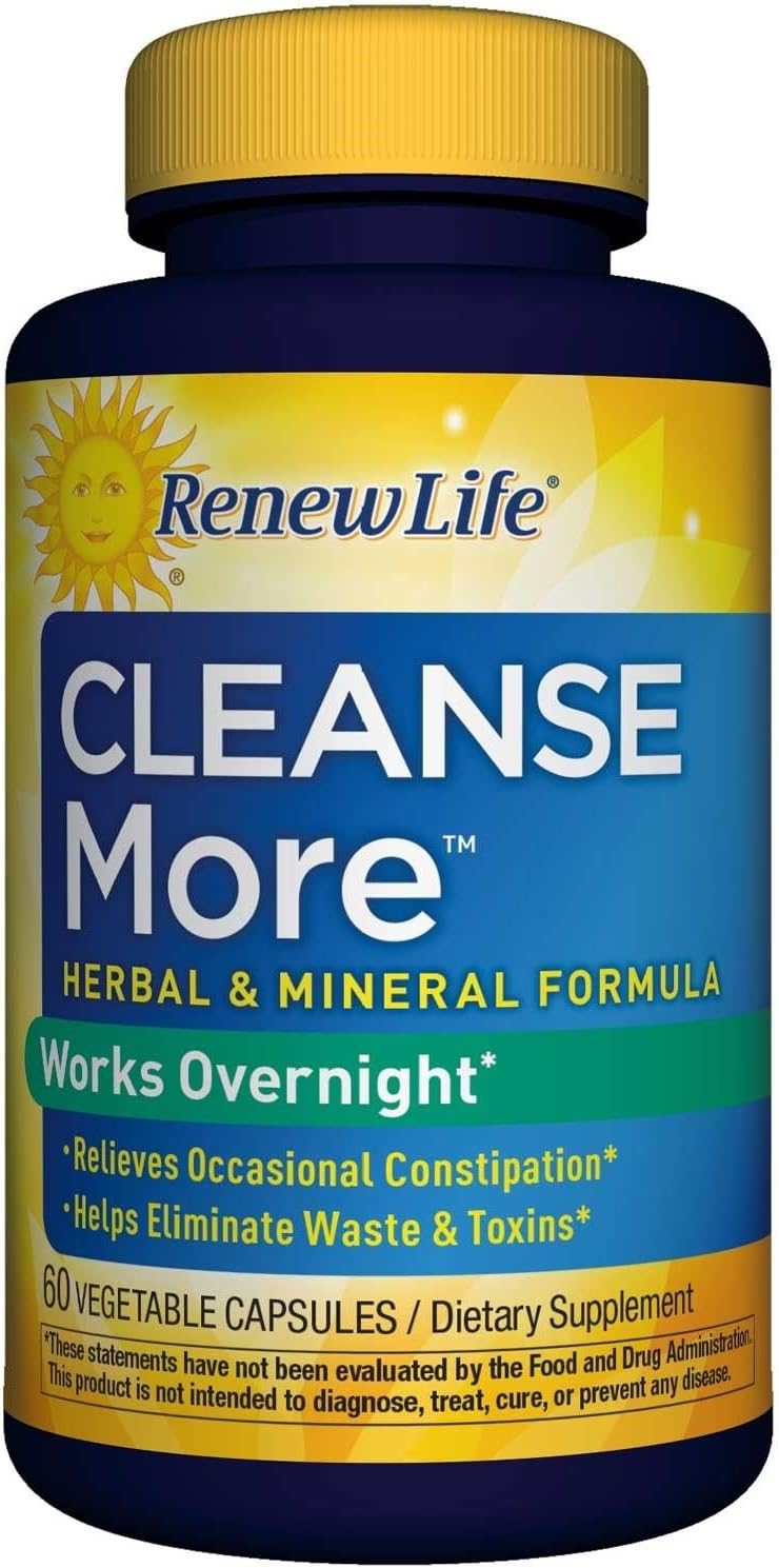 Renew Life Cleanse More Capsules - Natural Daily Digestive Support (60 Count)