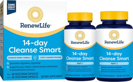 Renew Life Cleanse Smart Advanced Total Body Program - 2-Part Detox Cleanse for Digestive Regularity - Herbal Blend with Magnesium - Soy & Gluten-Free - 120 Count