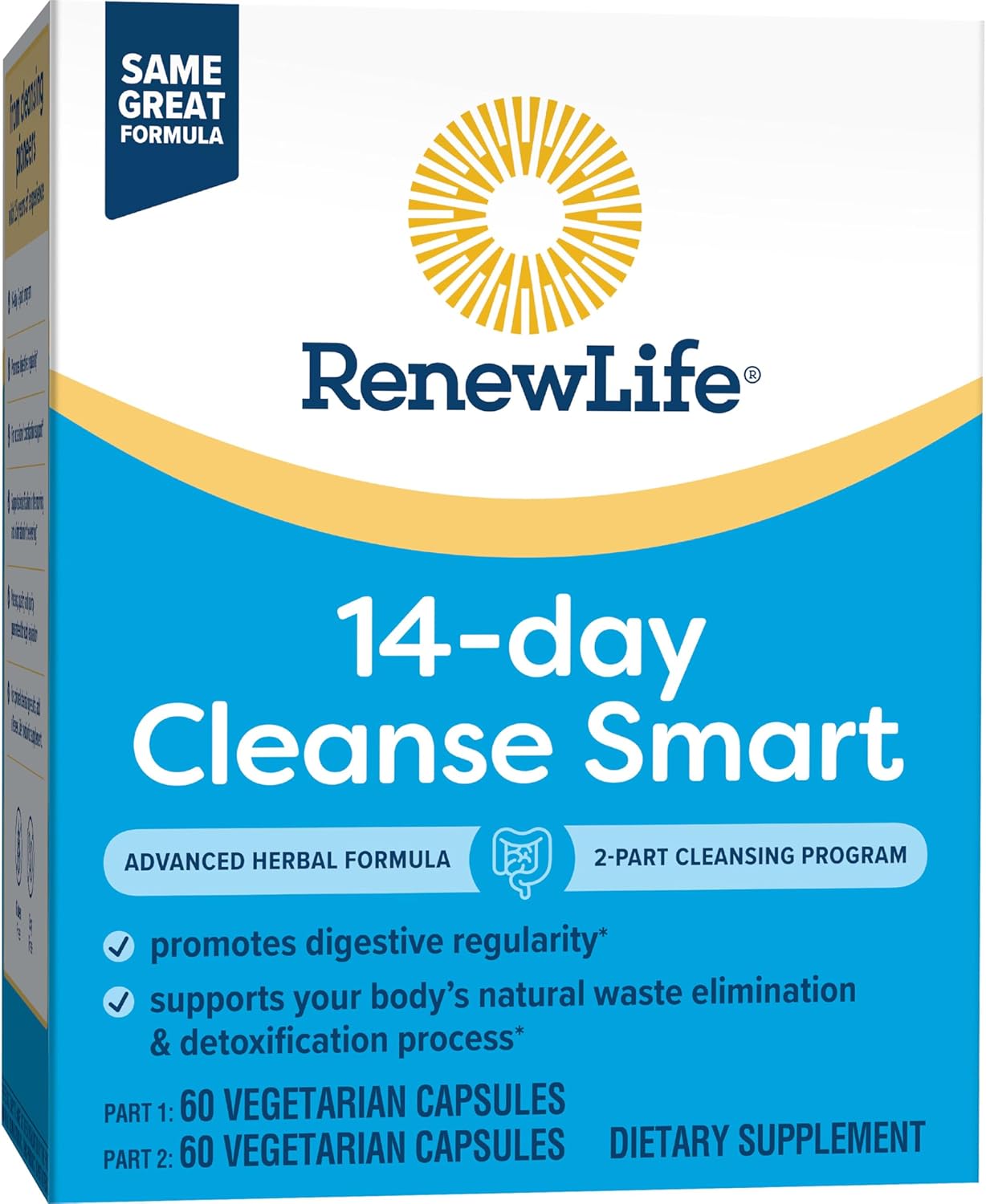 Renew Life Cleanse Smart Advanced Total Body Program - 2-Part Detox Cleanse for Digestive Regularity - Herbal Blend with Magnesium - Soy & Gluten-Free - 120 Count