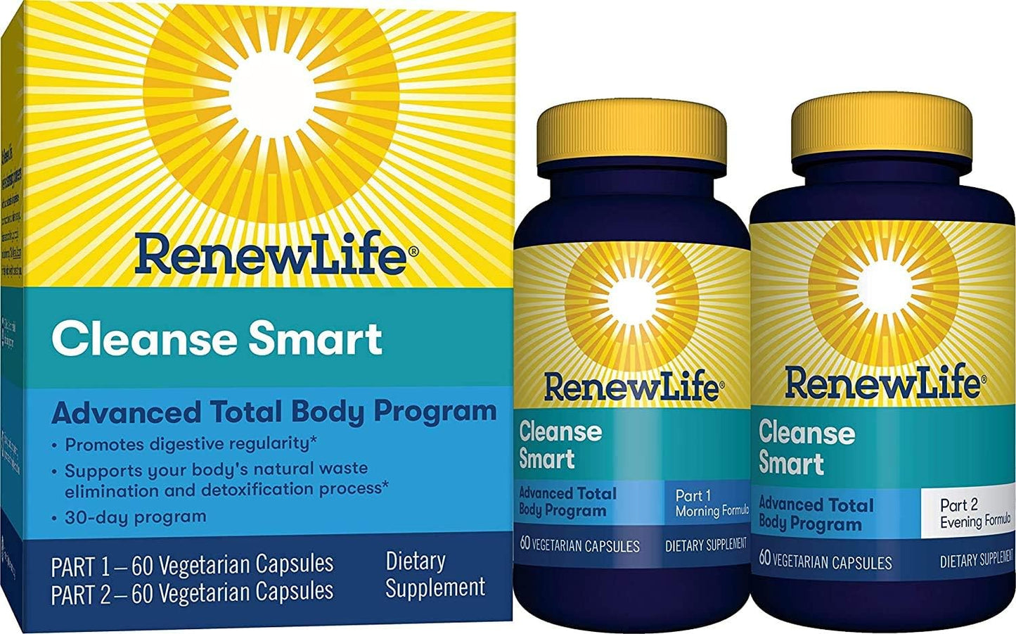 Renew Life CleanseSmart Advanced Cleanse 2-Part Formula - 120 Capsules for Detox & Digestive Health