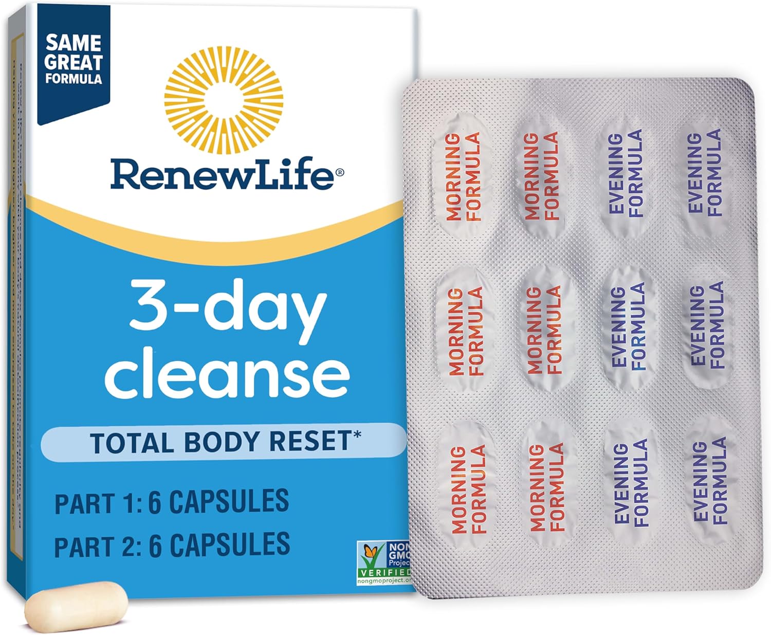 Renew Life Total Body Reset 3-Day Cleanse Capsules - Digestive Wellness, Regularity, Herbal Blend with Magnesium, Cranberry - 12 Count