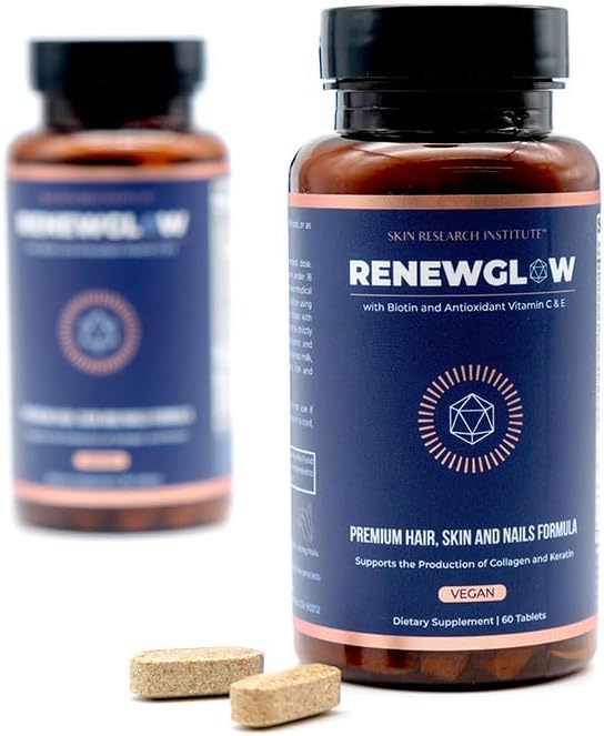 Renewglow Hair Supplement by Skin Research Institute - Promotes Healthy Hair Growth and Skin for Ages 35+