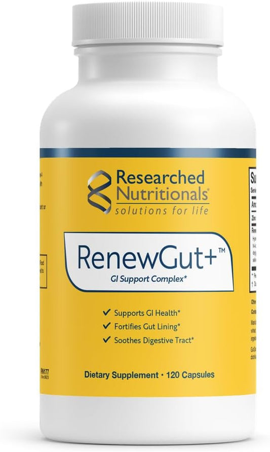 RenewGut+ - Gut Health Support with Collagen Peptides, Zinc Carnosine, DGL & N Acetyl Glucosamine - 120 Capsules