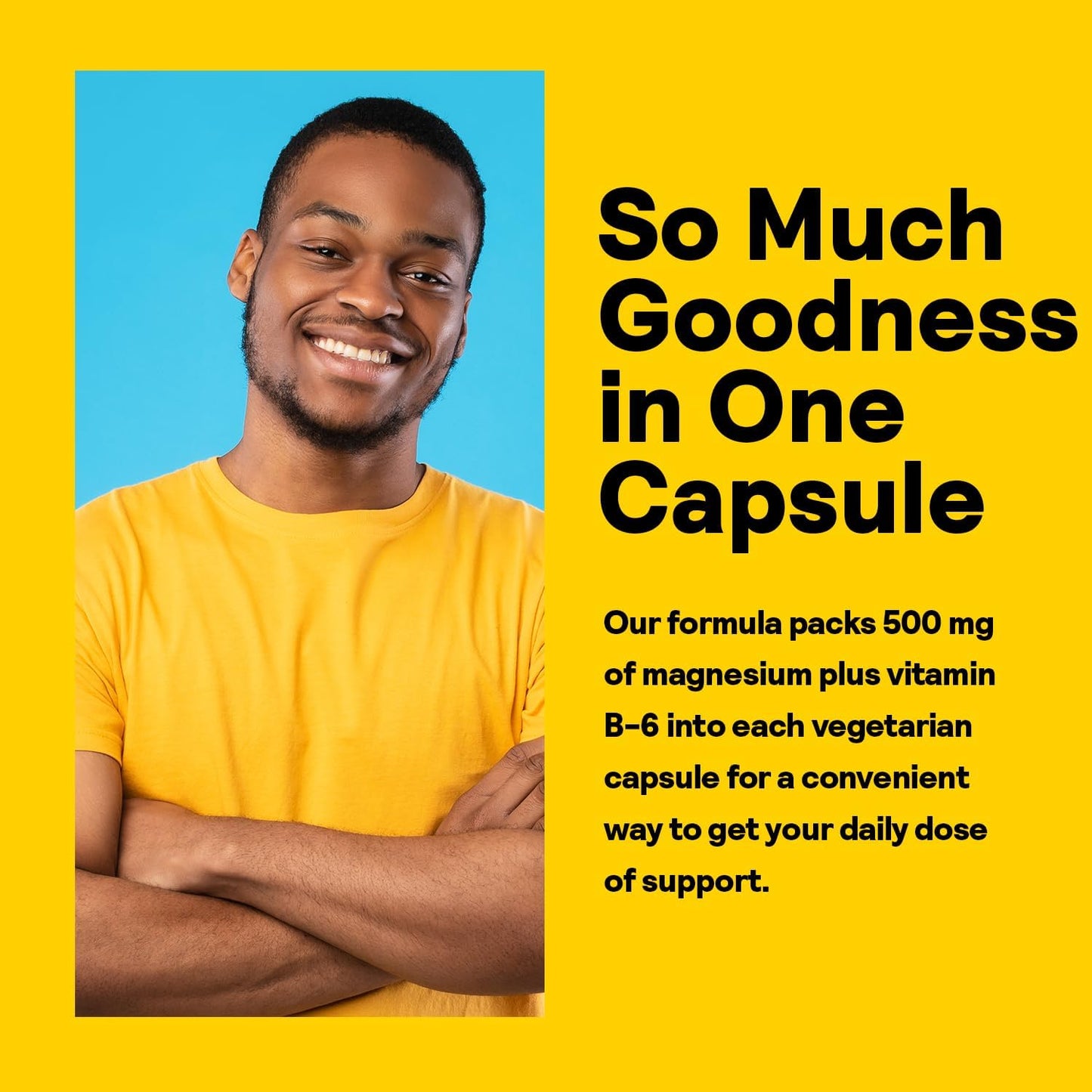 Renewing Magnesium 500mg with Vitamin B-6 for Muscles and Nerves Support - Lab Verified - 250 Servings, 250 VegCaps