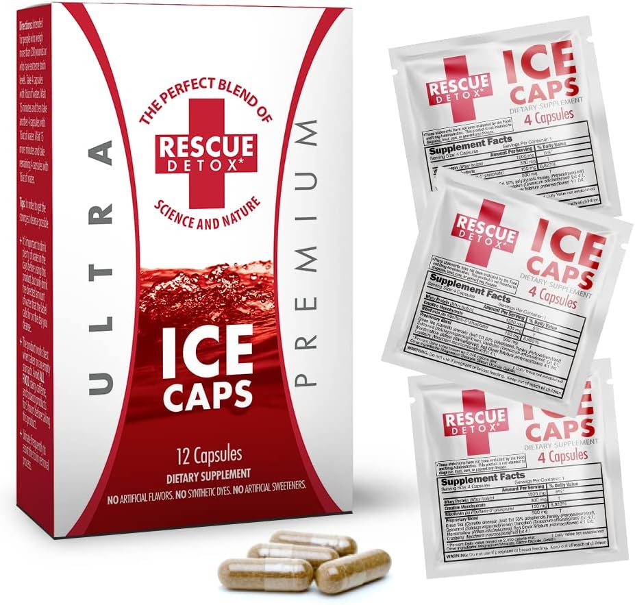 Rescue Detox ICE CAPS 12ct | Fast-Acting Cleansing Capsules - 90 Minutes to 5 Hours