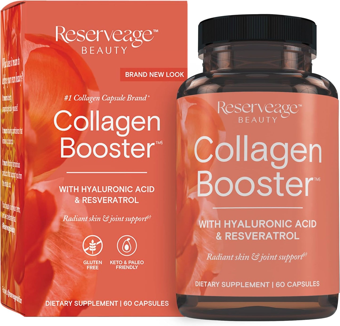 Reserveage Beauty Collagen Booster Supplement for Skin & Joint Health - 60 Capsules