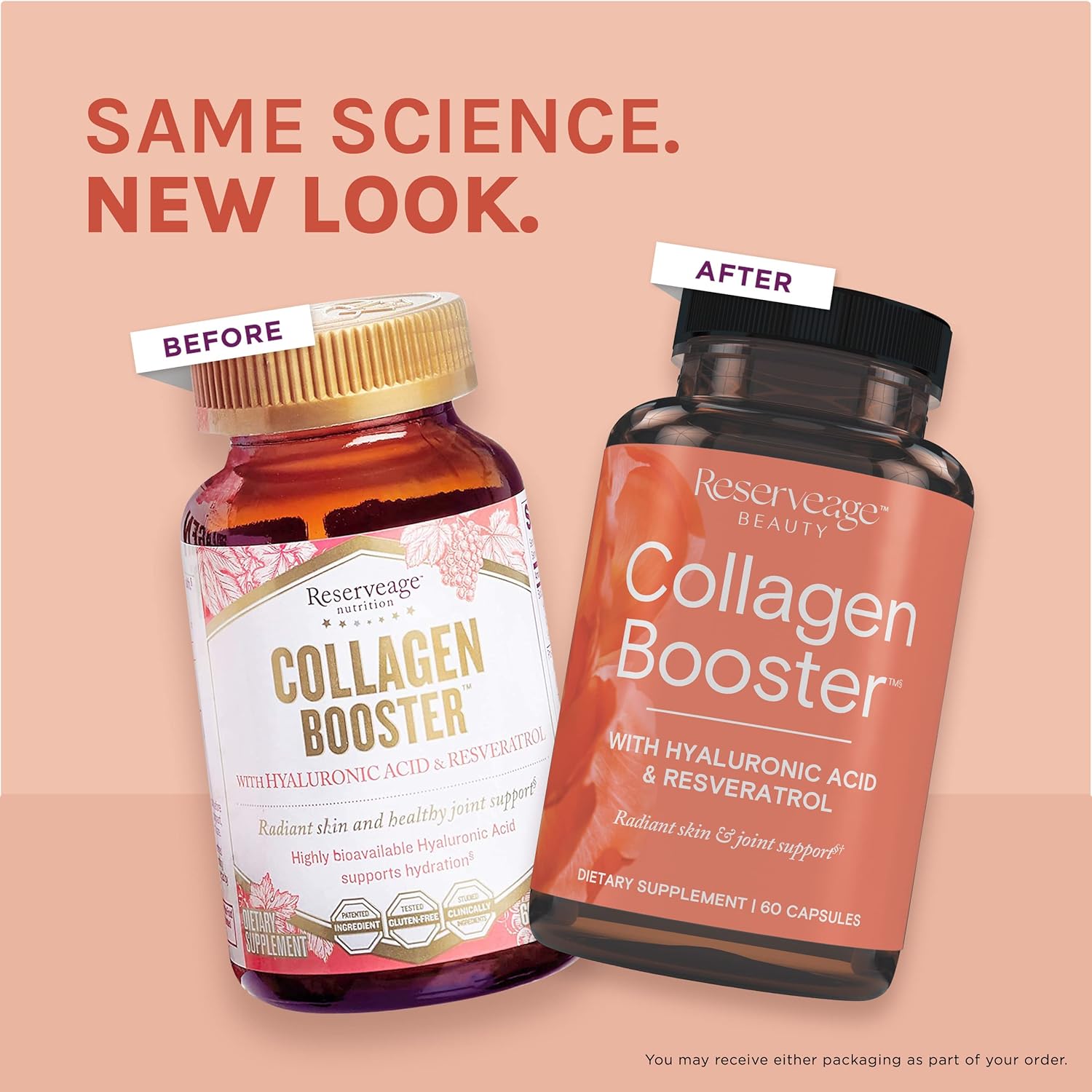 Reserveage Beauty Collagen Booster Supplement for Skin & Joint Health - 60 Capsules