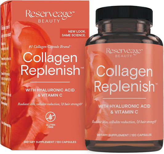 Reserveage Beauty Collagen Replenish Supplement - Supports Skin Care, Hair Growth, and Elastin Production - 120 Capsules
