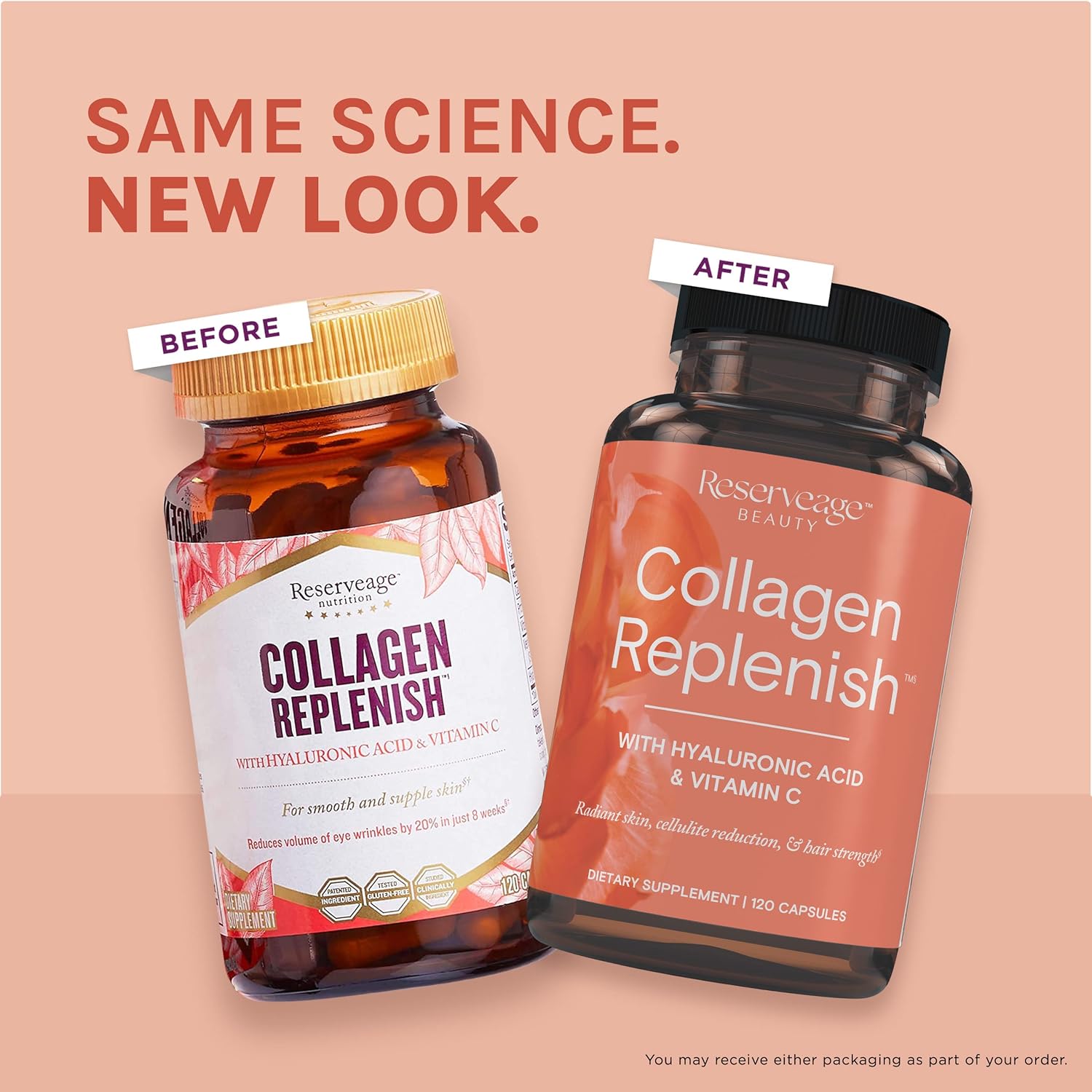 Reserveage Beauty Collagen Replenish Supplement - Supports Skin Care, Hair Growth, and Elastin Production - 120 Capsules