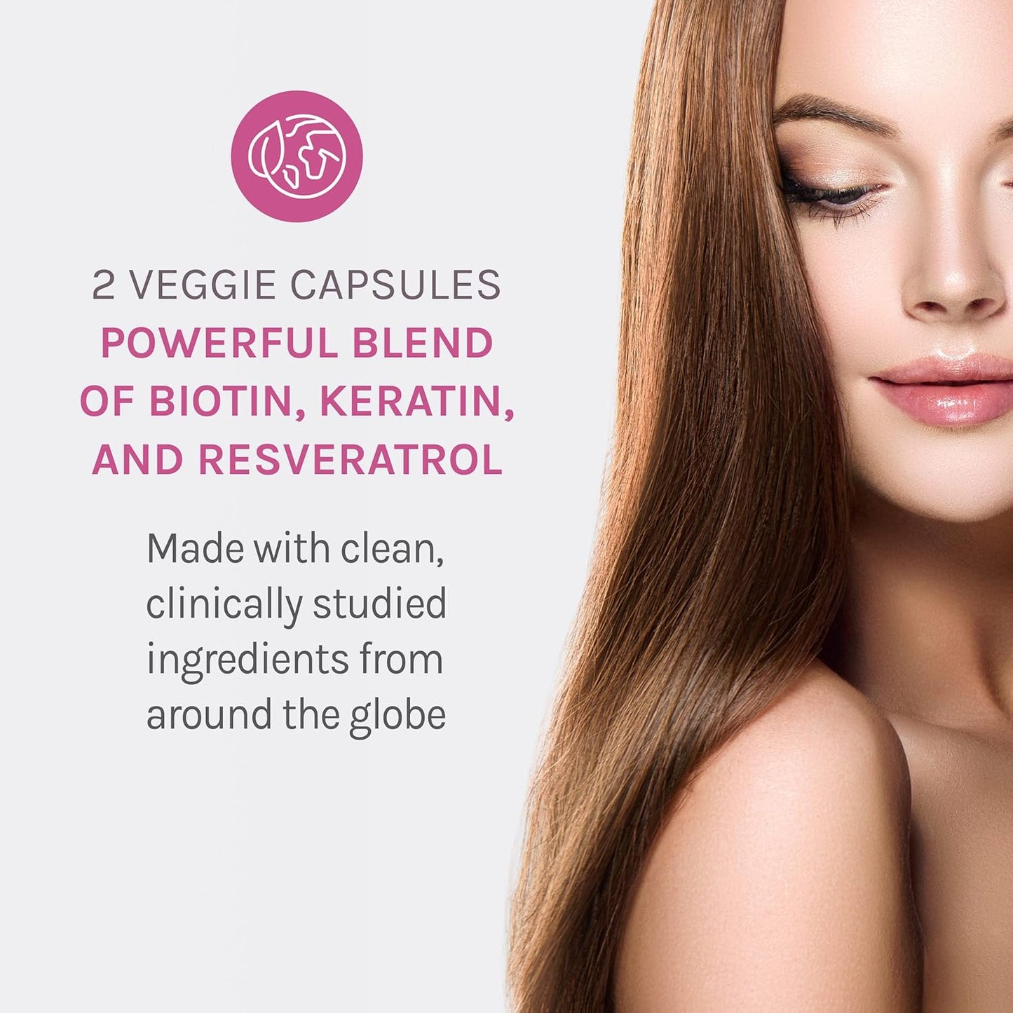 Reserveage Beauty Keratin Hair Booster with Biotin & Resveratrol - Hair Growth Supplement for Men and Women - Supports Thickness and Shine - 120 Capsules