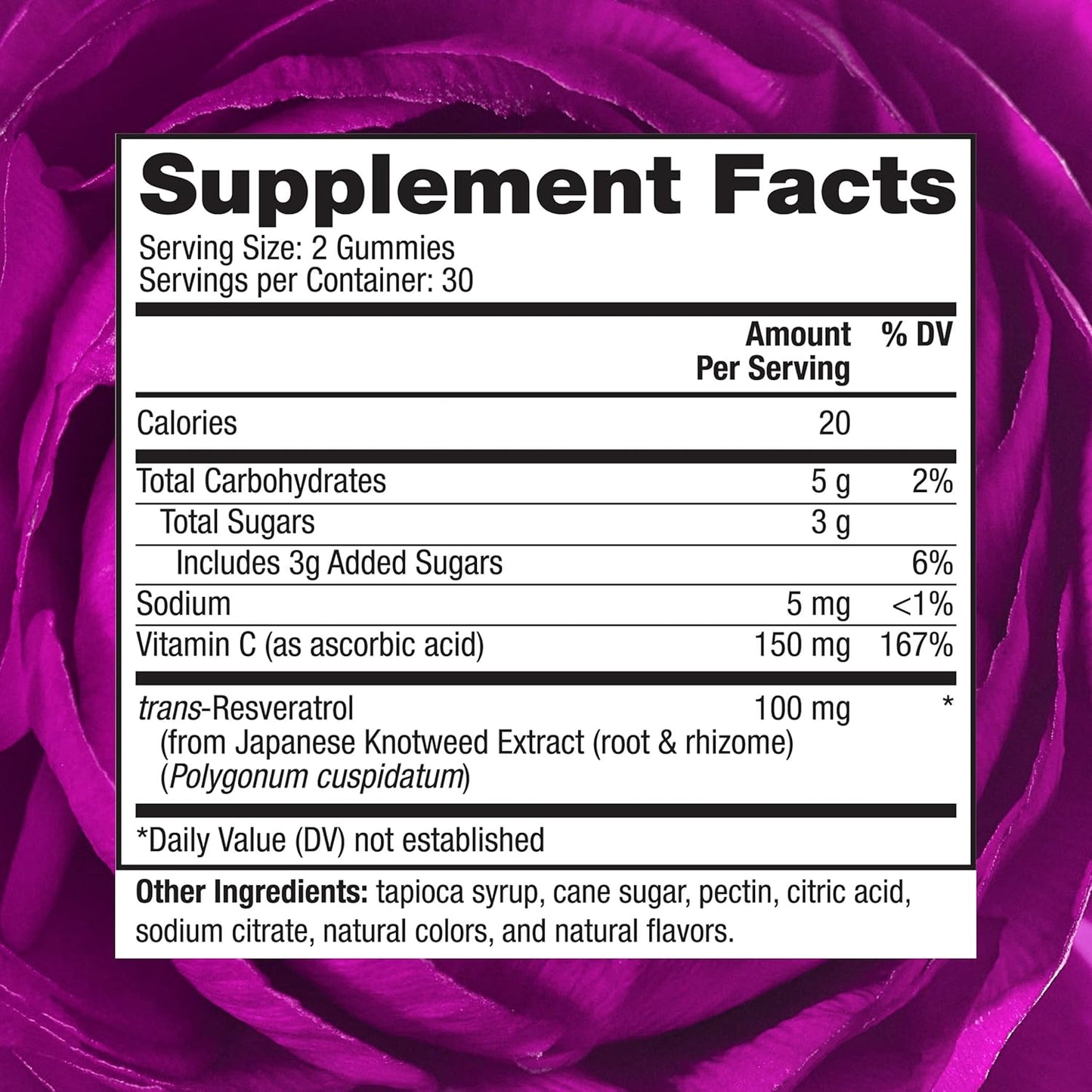 Reserveage Beauty Resveratrol Gummies 100mg - Vegan Antioxidant Supplement for Heart Health & Healthy Aging