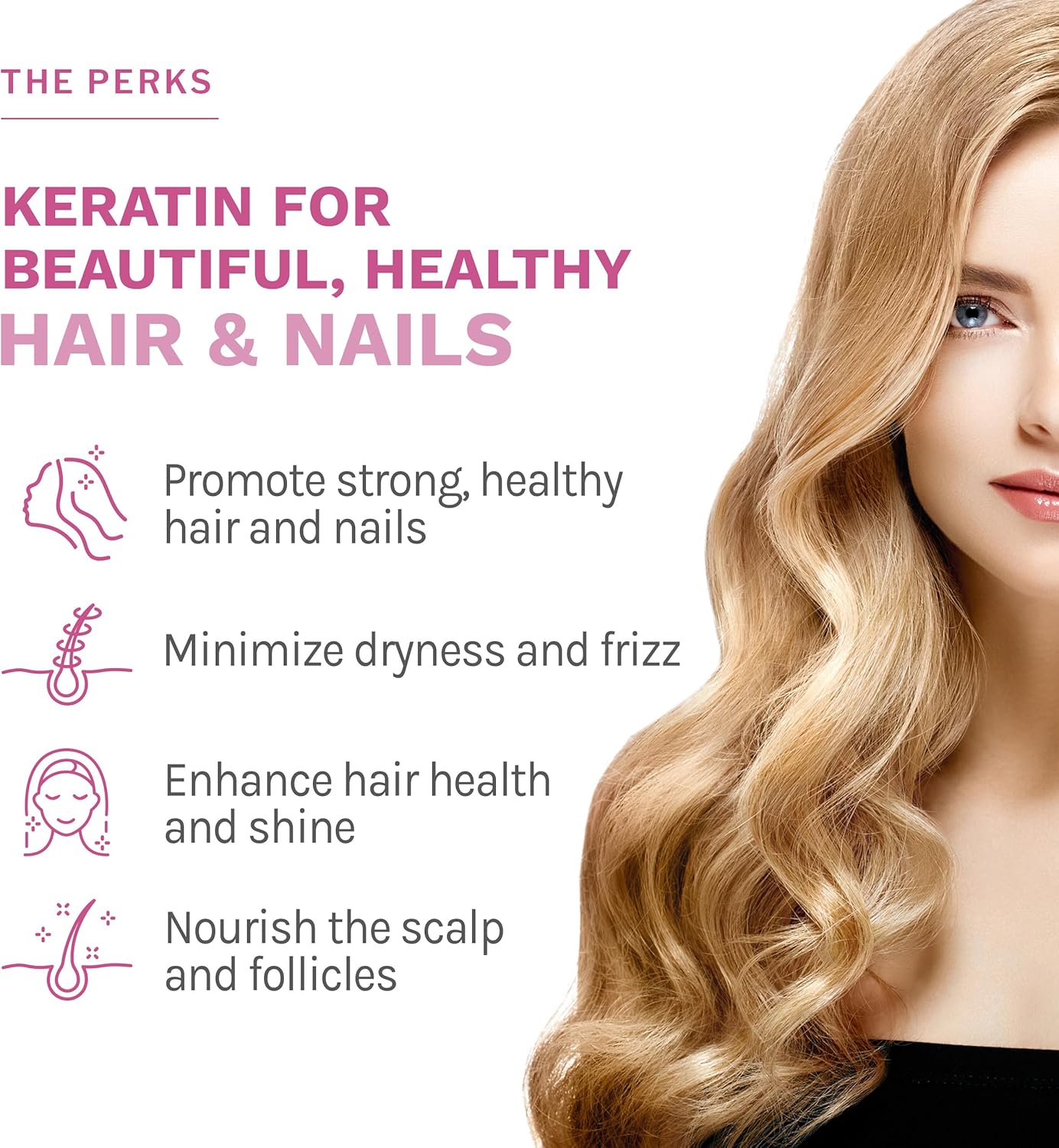 Reserveage Keratin Hair Booster with Biotin & Resveratrol - Supports Hair Growth & Nail Health - 60 Capsules