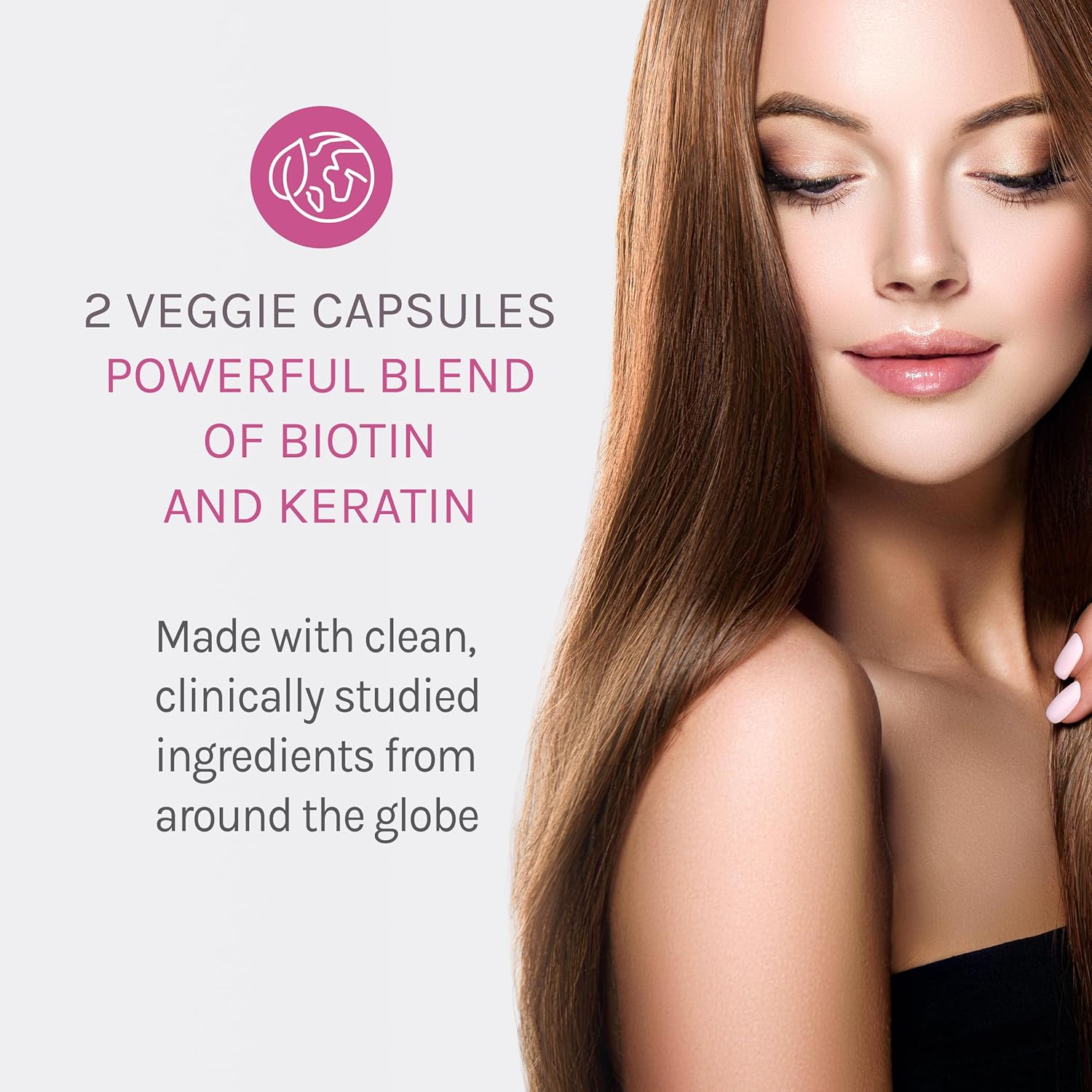 Reserveage Keratin Hair Booster with Biotin & Resveratrol - Supports Hair Growth & Nail Health - 60 Capsules