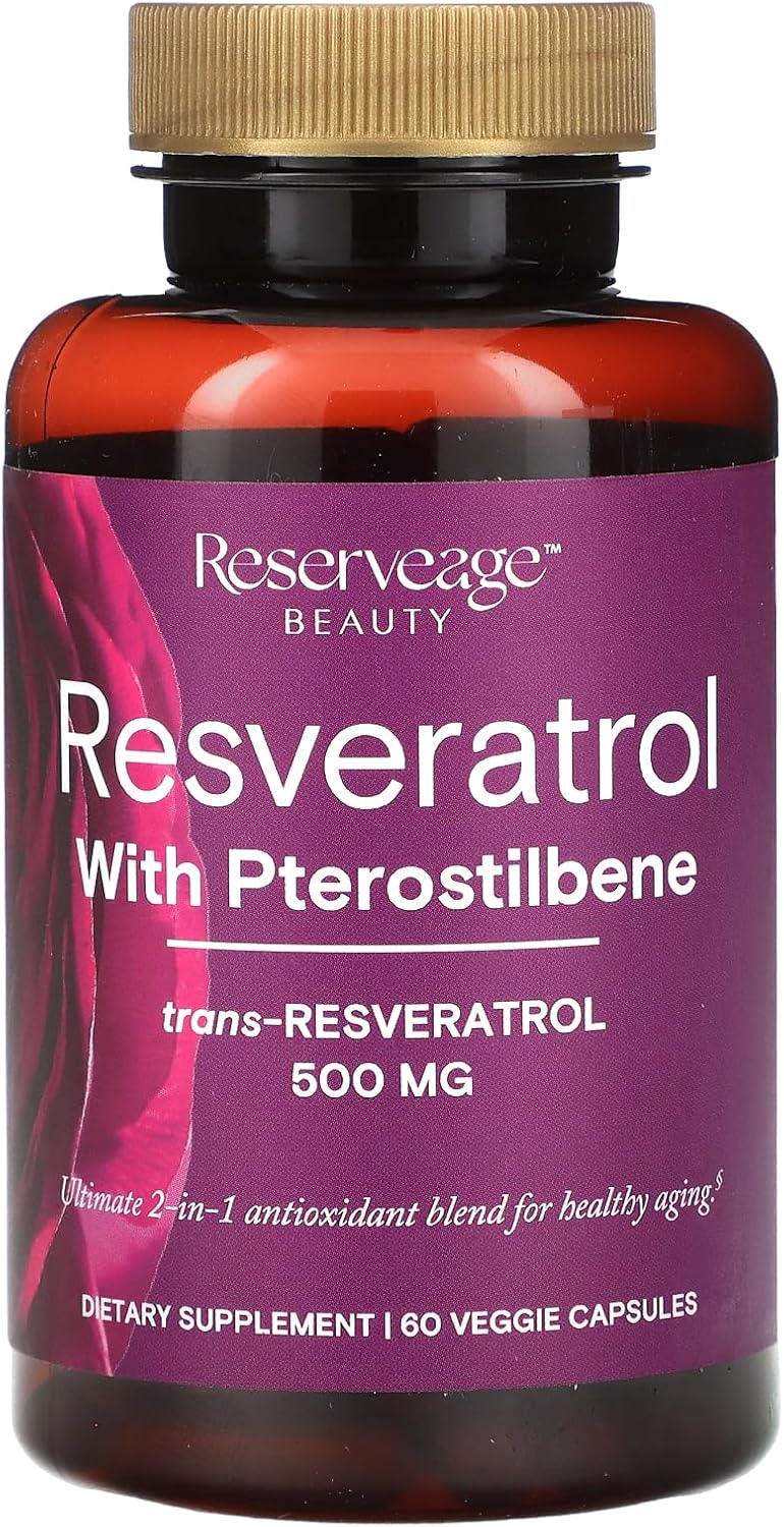 Reserveage Nutrition Beauty Supplement with Resveratrol & Pterostilbene - Immune & Heart Health Support - Healthy Aging - 60 Capsules
