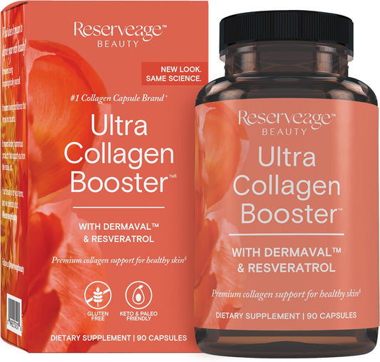 Reserveage Nutrition Ultra Collagen Booster Skin Supplement 90 Capsules - Supports Healthy Collagen Production