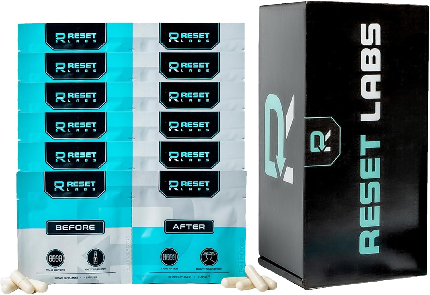 Reset Labs DHM & Milk Thistle After Drinking Capsules - Liver Support & Restore Pills with Ginger & Electrolytes - Better Morning Hangover Relief (6 Pack)