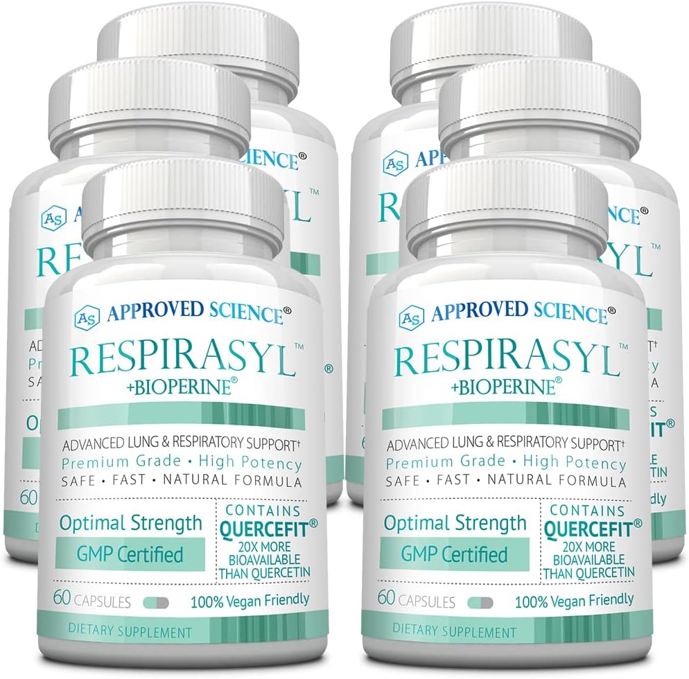 Respirasyl Lung and Respiratory Support Supplement with Quercefit, Vitamins A, C, D, BioPerine - 6 Month Supply - USA Made