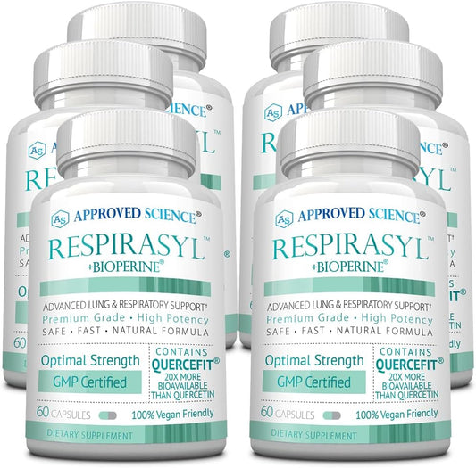 Respirasyl Lung and Respiratory Support Supplement with Quercefit, Vitamins A, C, D, BioPerine - 6 Month Supply - USA Made