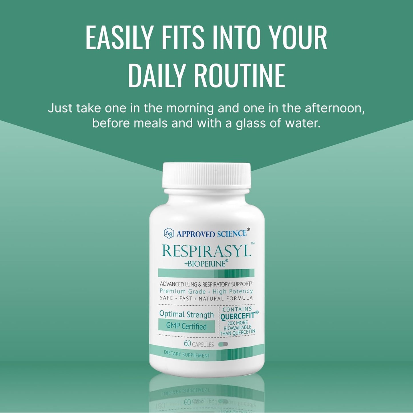 Respirasyl Lung and Respiratory Support Supplement with Quercefit, Vitamins A, C, D, BioPerine - 6 Month Supply - USA Made