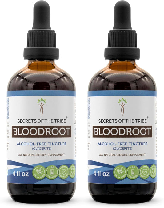 Responsibly Farmed Bloodroot Alcohol-Free Tincture Extract (2x4 fl oz) by Secrets of the Tribe