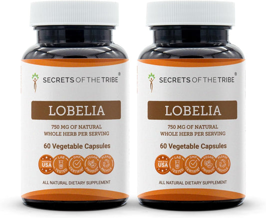 Responsibly Farmed Lobelia Inflata Dried Herb Capsules - 750mg (2x60) - Secrets of the Tribe