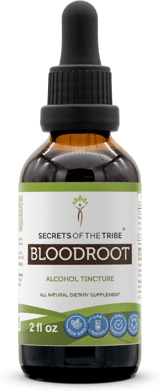 Responsibly Farmed Secrets of the Tribe Bloodroot Alcohol Tincture Extract - 2 fl oz Supplement
