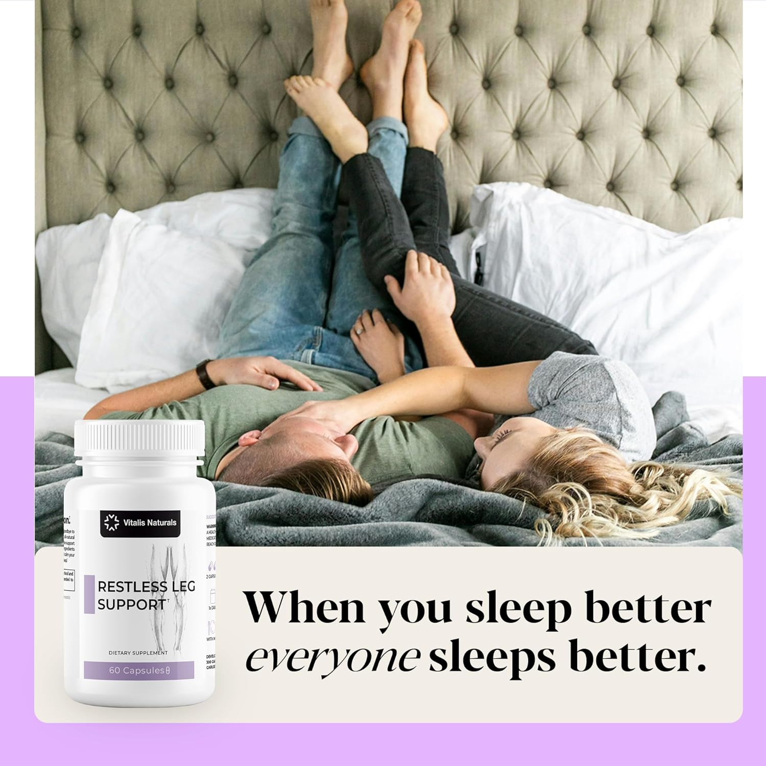 Restless Leg Support Pills with Magnesium Malate, Turmeric, Vitamins D & K2 by Vitalis Naturals